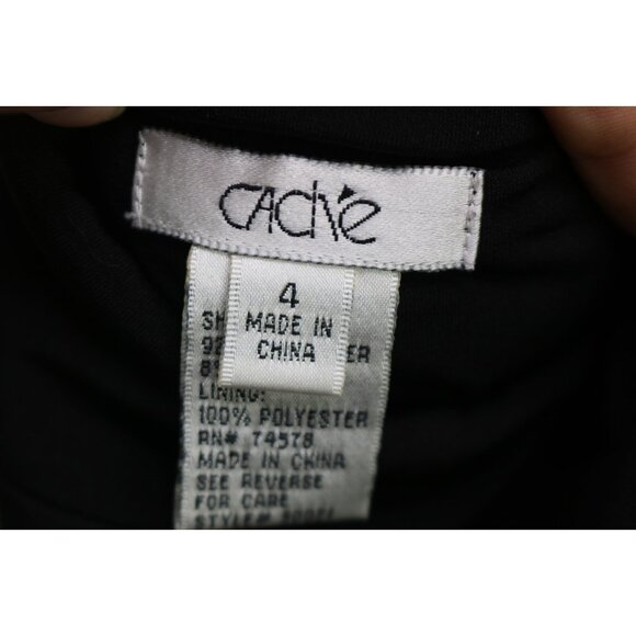 Cache' Black Halter Beaded Hi-Lo Midi Dress-Size 4-Whimsigoth-Event - Picture 7 of 14